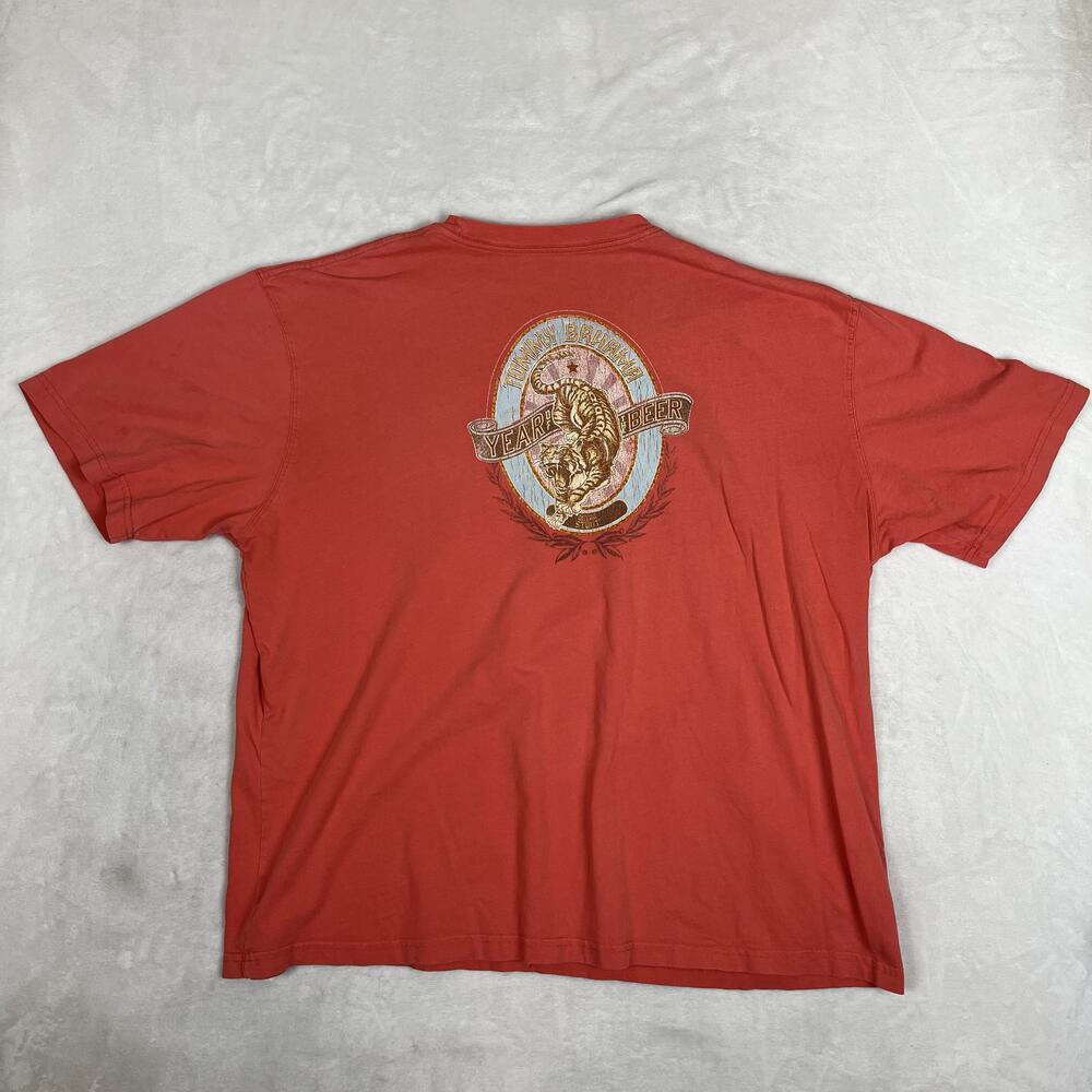 Vintage Tommy Bahama T-Shirt Mens 2XL Red Year Of The Beer Tiger Graphic Y2K